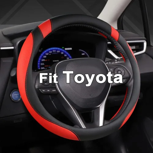 Miniatura 19 de West Llama Funda personalizada para volante de automóvil para Toyota Tacoma, 4Runner, Tundra, Sequoia, 15.5-16 pulgadas (negro + azul, tamaño grande)