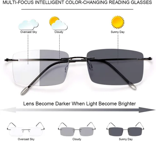 Miniatura 2 de Gafas de lectura progresivas multifocales fotocromáticas UV, gafas de sol, anteojos ligeros anti azul para computadora para hombres y mujeres