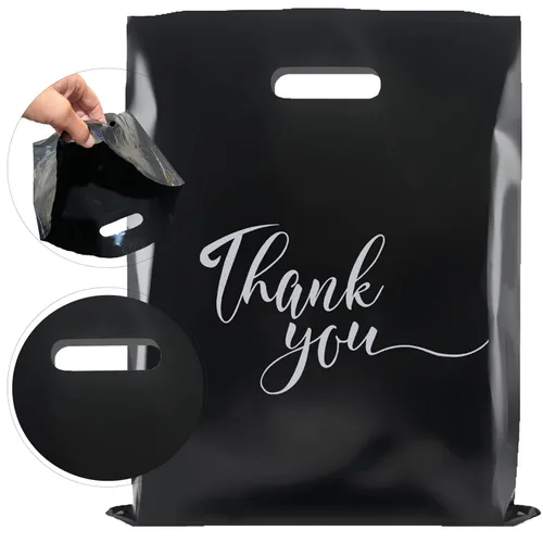 Miniatura 11 de Rainbows & Lilies 100 Bolsas de Plástico de Agradecimiento con Asas - 12"An x 15"Al Bolsas de Compras Gruesas Reutilizables al Por Mayor para Negro