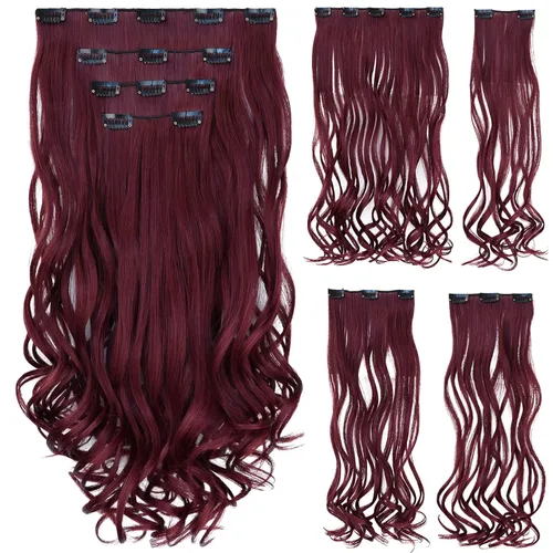 Miniatura 28 de Extensión de cabello negro oscuro, extensiones de cabello con clip, de 18 pulgadas, ondulado, sintético, 5.5 onzas, HSPCYGG de 22 pulgadas, cabello