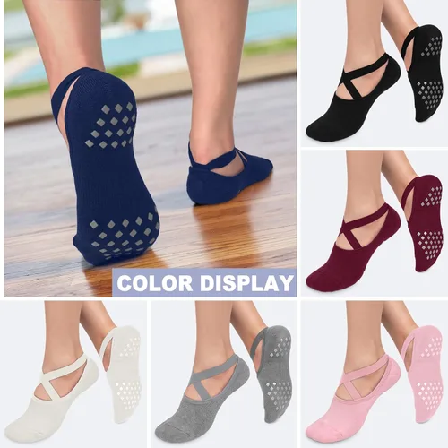 Miniatura 3 de CTHH 6 pares de calcetines de pilates, calcetines de yoga antideslizantes para mujeres, pilates, Pure Barre, hospital, entrenamiento descalzo