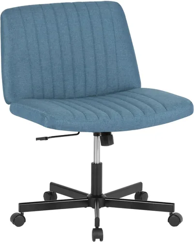 Miniatura 18 de FDW Silla Criss Cross sin brazos, silla de escritorio de oficina con patas cruzadas, ajustable, giratoria, ergonómica, sin ruedas, respaldo