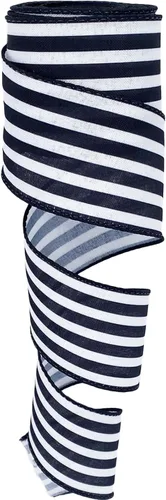 Leecogo Cinta de Pascua con alambre, 2 1/2 x 10 yardas, cinta de rayas blancas y negras para Navidad, corona, primavera, verano, boda, baby shower,