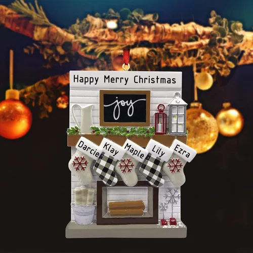 Miniatura 5 de Mantel de chimenea, adornos de Navidad personalizados para la familia, 2025, medias personalizadas, familia de 2, 3, 4, 5, 6 nombres, adorno