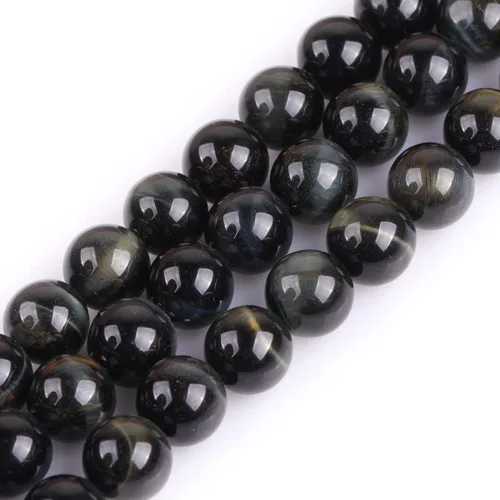Miniatura 40 de GEM-Inside Cuentas sueltas de piedra natural de lava negra de 8 mm, redondas, piedra de energía para hacer joyas 15' Negro