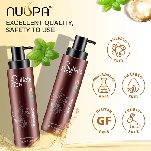 Miniatura 2 de Juego de champú y acondicionador de aceite de argán marroquí orgánico natural, sin sulfatos, tratamiento seguro para el color, protección UV, Rojo