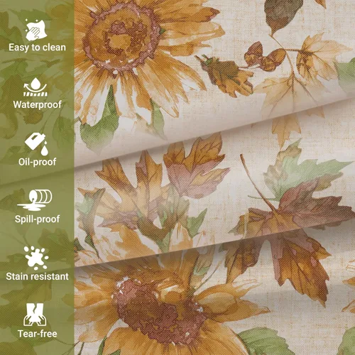 Miniatura 3 de EVERYDAY LUXURIES Mantel cuadrado impermeable de 52 x 52 pulgadas, resistente a las manchas y a las arrugas, mantel decorativo de vinilo de campos