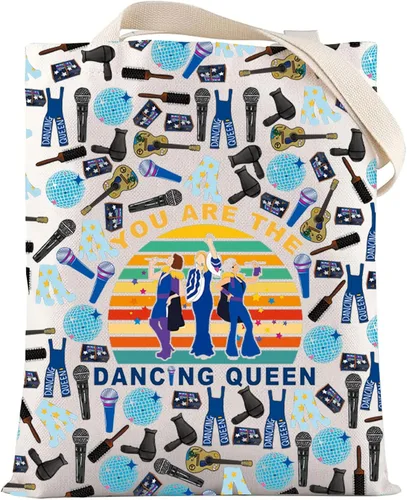 Miniatura 7 de LEVLO Bolsa de maquillaje de comedia musical Mamma Fans Gift You Are The Dancing Queen Bolsa de maquillaje con cremallera, Reina bailando, Bolsa