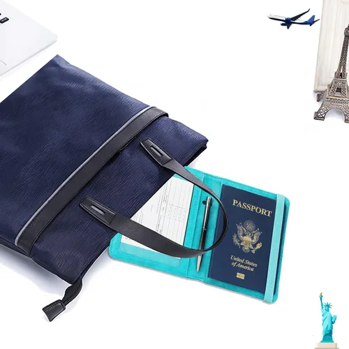 Miniatura 8 de GDTK - Portapasaportes de piel, con bloqueo RFID, ideal para documentos de viaje, Azul (Sky Blue)), 610521126587