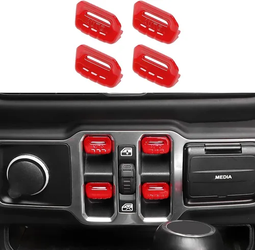 Miniatura 10 de Jimen Compatible con Jeep Wrangler JL JLU 2018-2023 y Jeep Gladiator JT 2020-2023, 4 piezas de cubierta de interruptor de botón de ventana