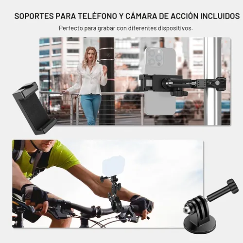 Miniatura 7 de NEEWER Super Clamp con Brazo Mágico de Cabeza Esférica Doble de 3", Zapata Fría, Roscas de 1/4", Adaptador de Montaje para Cámara de Teléfono/Acción
