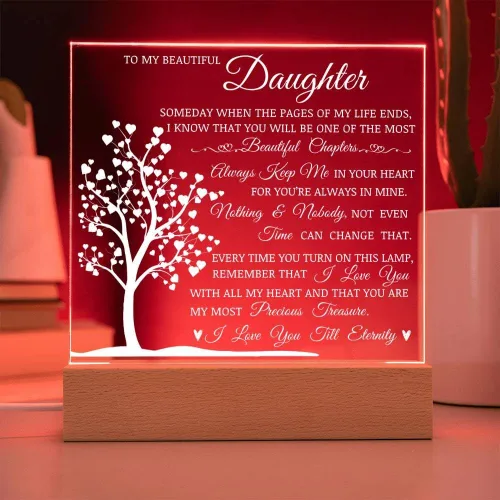 Miniatura 3 de Regalo conmemorativo para hija - Lámpara del Amor, Placa cuadrada de acrílico para hija, Mensaje significativo en exhibición, Regalo de cumpleaños