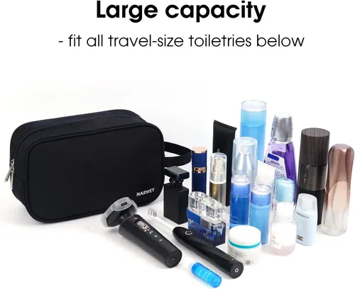 Miniatura 4 de Narwey Neceser de viaje para mujer, kit de viaje Dopp para hombre, bolsa de viaje para artículos de tocador, bolsa de cosméticos, bolsa de A-Negro