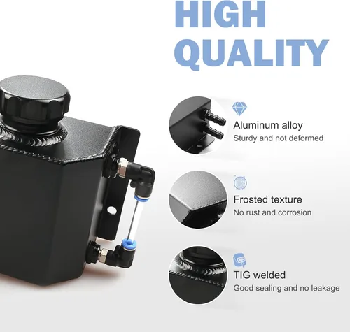Miniatura 5 de Depósito de refrigerante universal Depósito de desbordamiento 1l Tanque de expansión de radiador de refrigerante de aluminio Negro