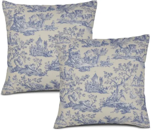 Juego de 2 fundas de almohada de lino estilo francés para decoración del hogar, estilo victoriano, vintage, de 18 x 18 pulgadas, para sofá, cama,