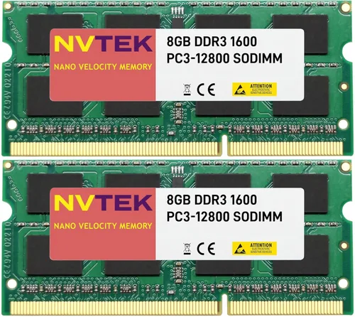 Kit de memoria para computadora portátil sin ECC, 16 GB (2 x 8 GB) DDR3 1600 MHz PC3-12800 SODIMM 2Rx8 1.35V 204-PIN