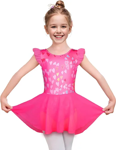 Miniatura 58 de LUOUSE Elegante leotardo de ballet para niñas con falda, mangas con volantes y volantes, perfecto para baile y gimnasia