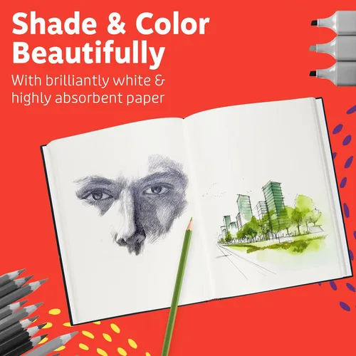 Miniatura 7 de Cuaderno de bocetos de tapa dura, paquete de 2 libros de dibujo de 5.5 x 8 pulgadas, 110 hojas de cuaderno de tapa dura, ideal para lápices
