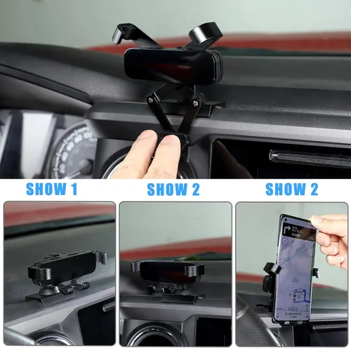 Miniatura 4 de HAPPYHORSE Soporte de teléfono para automóvil compatible con Toyo@Tacoma 2016-2023, pantalla de navegación de control central, soporte de teléfono