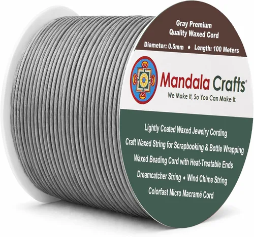 Miniatura 137 de Cuerda Mandala Crafts 0.03 pulgadas 109 yardas para hacer joyería, artesanía, macramé, cuerda de algodón encerado Negro