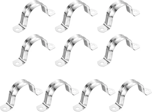 Miniatura 9 de uxcell 6 correas rígidas de tubo, 4.331 in (4.33 pulgadas) 201 de acero inoxidable 201 con 2 agujeros en forma de U, abrazaderas de tubo para fijar