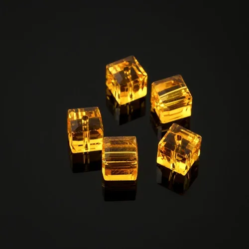 Miniatura 4 de 24 piezas Adabele cuentas austriacas de 4 mm (0,16 pulgadas) de cristal en forma de cubo facetado suelto pequeño color ámbar amarillo, compatibles