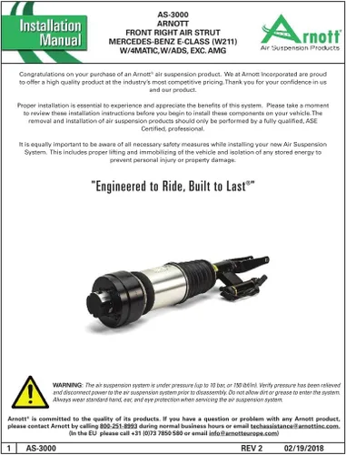 Miniatura 5 de Arnott Reemplazo para puntal de aire delantero derecho E320 E350 E500 E550 4Matic AWD