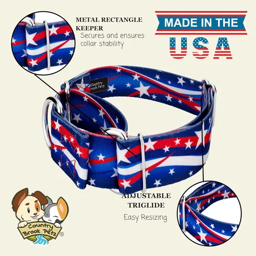 Miniatura 9 de Country Brook Petz HossFit Jr - Collar ancho de Martingala para perro, colección Americana con diseños patrióticos (celebración americana, mediano)