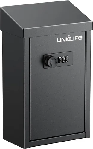 Uniclife Caja para llaves para exterior, caja de donación de metal con cerradura de combinación, caja de sugerencias segura, buzón montado en la