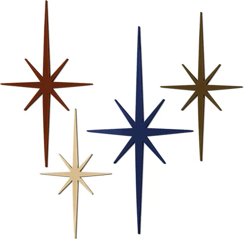 Miniatura 9 de Blulu 4 piezas de decoración de pared de hierro fundido con forma de estrella de Starburst, decoración de metal de mediados de siglo moderno, Gris