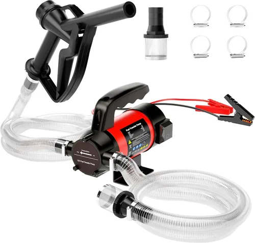 Bomba de transferencia de combustible de 12 V, kit de bomba de transferencia diésel eléctrica de 13 GPM con manguera de boquilla para máquina de