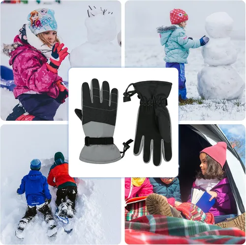 Miniatura 5 de American Trends Kids Waterproof Winter Gloves with Zip Pocket Snow Ski Gloves Boys Girls Toddler Touchscreen Snowboard Gloves