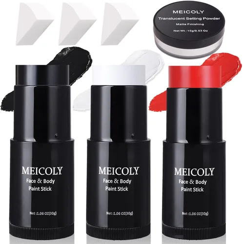 Miniatura 21 de MEICOLY Barra de Pintura Facial y Corporal Naranja (29.99 g), Crema para Cara de Halloween, Efectos Especiales SFX de Calabaza y Tigre, Negro