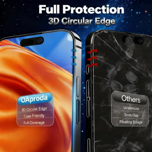 Miniatura 4 de OAproda Protector de pantalla para iPhone 15 Pro Max, vidrio templado 9H+ de grado militar, protección inastillable de 12 pies, fácil instalación