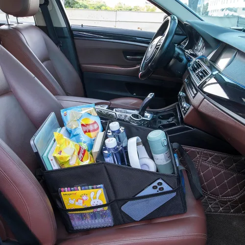 Miniatura 9 de Caja Organizadora de Asiento Delantero-Trasero para Automóvil - Organizador Portátil de Asiento de Pasajero, Organizador de Asiento de Automóvil