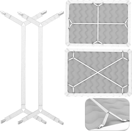 Miniatura 8 de FeelAtHome Correas de soporte de sábanas entrecruzadas – Las sábanas se mantienen con tirantes para mantener la sábana ajustada/plana en su lugar
