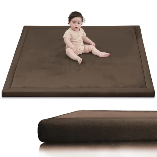 Miniatura 28 de Huloo Sleep Alfombra de juego para bebé para piso, 47 x 47 pulgadas (beige)