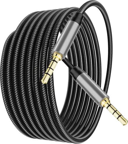 Cable de audio macho a macho de 1 pie, 0.138 in de nailon trenzado de 4 polos, cable auxiliar estéreo para auriculares, PS4, teléfono, tabletas,