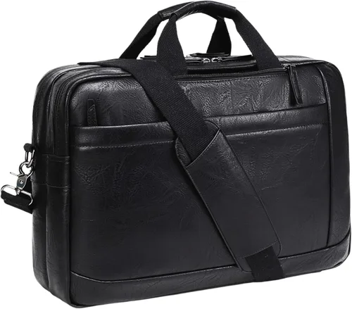 Miniatura 10 de Bolso de Mensajero de Cuero Sintético para Hombre Bolsa de Laptop de 17-17.3 Pulgadas para Hombre Bolsa de Cuero de Oficina Convertible Mochila 3