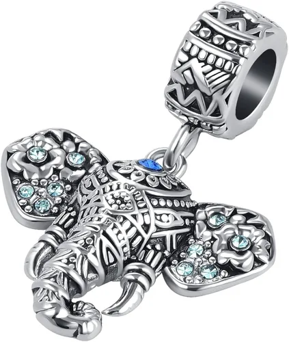 Miniatura 3 de QeenseKc Abalorio para pulseras europeas con diseño de elefante y mariposa diseño de oso de mamá