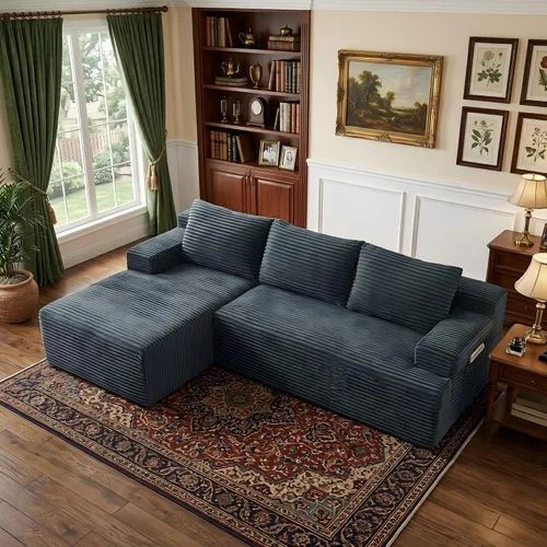 Miniatura 17 de Sofá modular Cloud de 107 pulgadas, sofá modular en forma de L con diván de gran tamaño orientado hacia la izquierda, sofá de pana de asiento