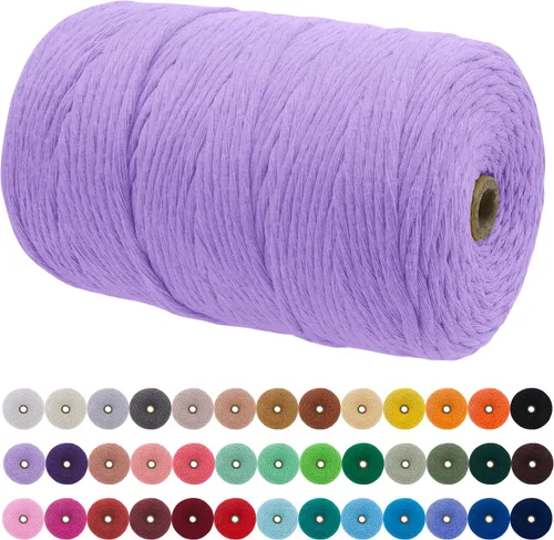Miniatura 122 de JeogYong Cordón de macramé de un solo hilo 2mm x 164 yardas (492 pies) Cuerda de algodón suave, hilo de macramé 2 mm, suministros de macramé