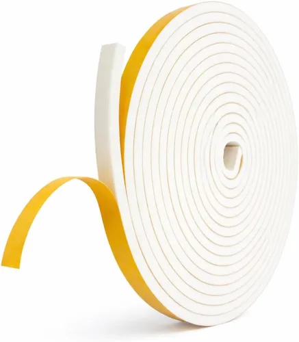 Cinta de espuma para sellado de clima, tira de sello para puerta de 17 pies, material EVA, alta densidad de 1/4" de grosor, adhesivo sin residuos,