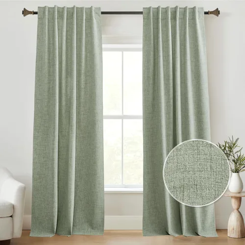 Miniatura 16 de StangH Cortinas Plisadas Completamente Opacas para Dormitorio, Cortinas de Lino Beige de 84 Pulgadas de Largo, 2 Paneles, Cortinas Térmicas