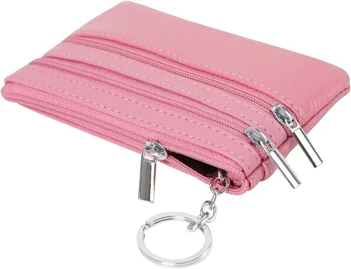 Miniatura 5 de Monedero de cuero auténtico para mujer con llavero
