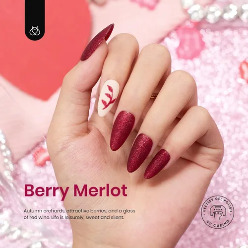 Miniatura 4 de beetles - Juego de esmaltes en gel color borgoña – Berry Merlot 6, ciruela, cereza, moca, rojo, otoño-invierno, morado oscuro, vino púrpura oscuro
