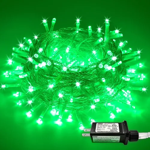 Miniatura 31 de QITONG Tira de luces rojas y verdes para exteriores, 165 pies, 500 luces LED de alambre transparente de Navidad para interiores, 8 modos de luz
