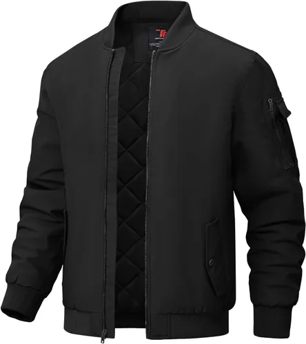 Miniatura 18 de BGOWATU - Chaqueta para hombre, impermeable, acolchada, tipo bomber, casual, para otoño e invierno, cálida y acolchada
