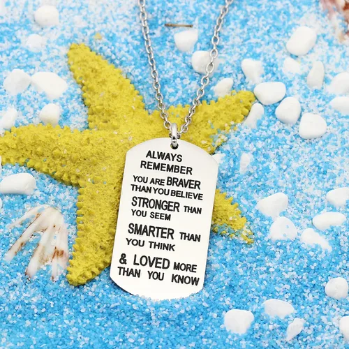 Miniatura 2 de lauhonmin Collar con colgante Always Remember You Are BraverStrongerSmarter Than You Think - Collar con colgante unisex para amigos de la familia