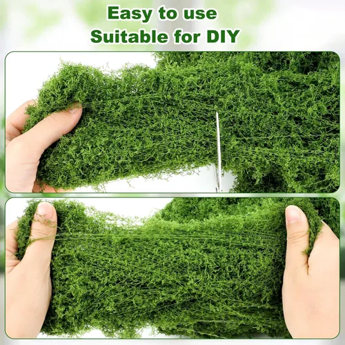 Miniatura 5 de Musgo verde falso para plantas en macetas de interior, 10.6 onzas, decoración de musgo sintético artificial para manualidades, jardín de hadas